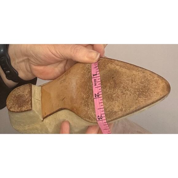 VTG Maud Frizon 70’s or 80’s Suede Boots 1.5” Heel Beige Green French Designer - Picture 13 of 16